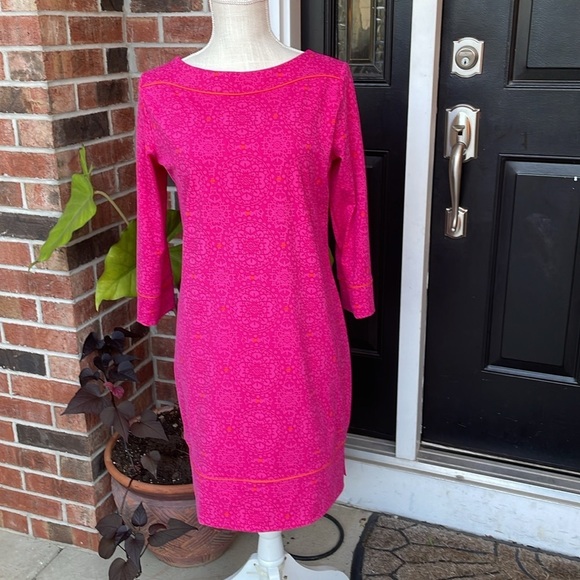 Lands’ End Stretch 3/4 Sleeve Shift Dress - Picture 1 of 9